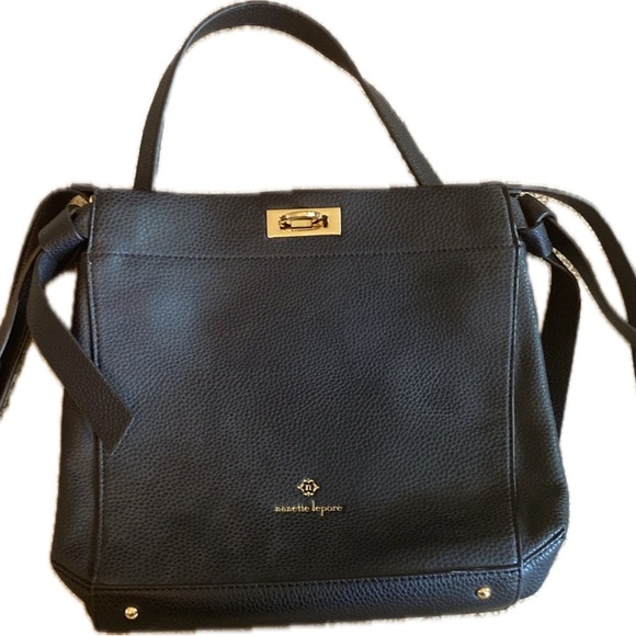 Nanette Lepore Handbags - Nanette Lepore Vegan Leather Black Handbag with detachable crossbody strap.